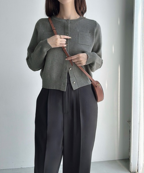 美品✨ ルネ 2021 ビジューボタンカーディガン 34 グレー 長袖 楽天市場】中空糸ビジューボタンカーディガン ニット 短丈