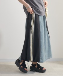 Paradise Picnic | サイドライン異素材切替デニムスカート(デニムスカート)