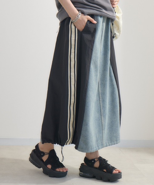 Paradise Picnic（パラダイスピクニック）の「サイドライン異素材切替デニムスカート（デニムスカート・レディース・ベージュ/ブラック・FREE）」の10枚目の写真