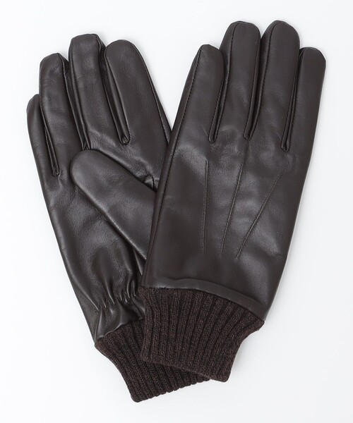 SHIPS（シップス）の「SHIPS:〈タッチパネル対応〉レザー リブ グローブ（手袋・メンズ・ネイビー/ブラウン/ブラック・ONE SIZE）」の6枚目の写真