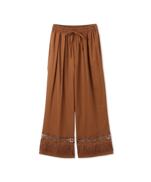 QUEENS COURT（クイーンズコート）の「レーヨンアサレースアレンジイージーパンツ≪洗濯機で洗える≫（その他パンツ・レディース・ブラック/ベージュ/ブラウン・M）」の2枚目の写真