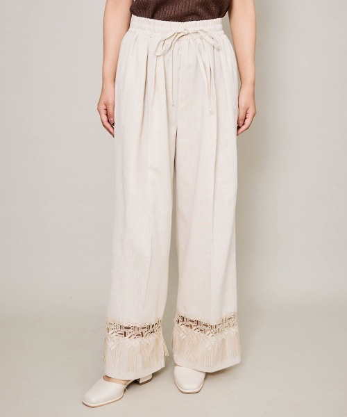 QUEENS COURT（クイーンズコート）の「レーヨンアサレースアレンジイージーパンツ≪洗濯機で洗える≫（その他パンツ・レディース・ブラック/ベージュ/ブラウン・M）」の18枚目の写真