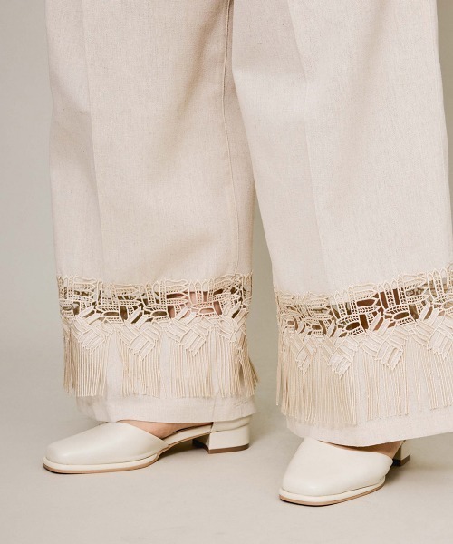 QUEENS COURT（クイーンズコート）の「レーヨンアサレースアレンジイージーパンツ≪洗濯機で洗える≫（その他パンツ・レディース・ブラック/ベージュ/ブラウン・M）」の20枚目の写真