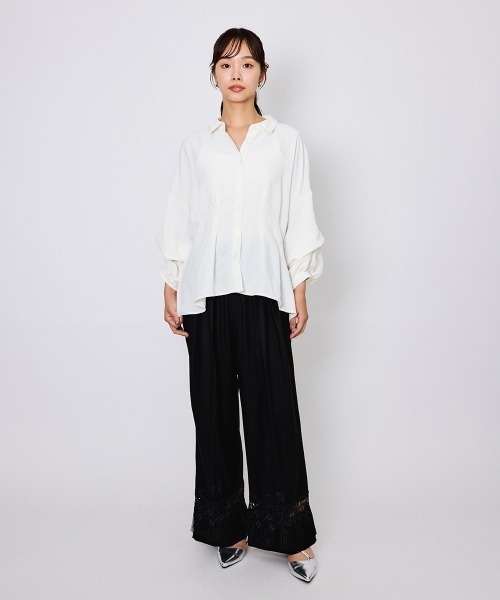 QUEENS COURT（クイーンズコート）の「レーヨンアサレースアレンジイージーパンツ≪洗濯機で洗える≫（その他パンツ・レディース・ブラック/ベージュ/ブラウン・M）」の7枚目の写真