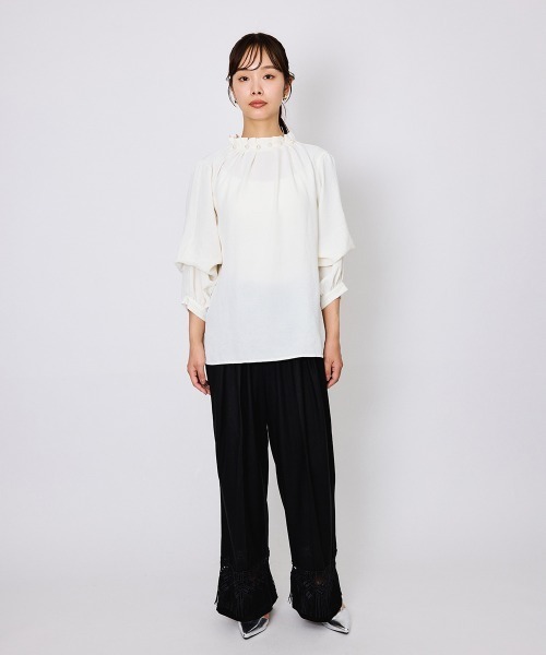 QUEENS COURT（クイーンズコート）の「レーヨンアサレースアレンジイージーパンツ≪洗濯機で洗える≫（その他パンツ・レディース・ブラック/ベージュ/ブラウン・M）」の9枚目の写真