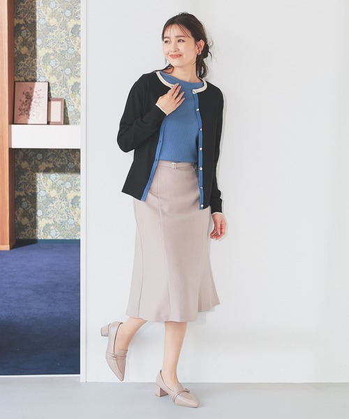 GLACIER lusso(グラシアルッソ)の「【ウォッシャブル】配色クルーネックカーデ(カーディガン/ボレロ・レディース・杢グレー/ベージュ系/ブルー系/ブラック/アイボリー・S/M/LL/L)」の10枚目の写真