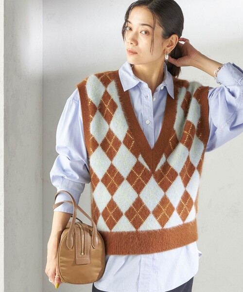 手洗い可能〉ディープ Vネック アーガイル ベスト（ベスト）｜SHIPS