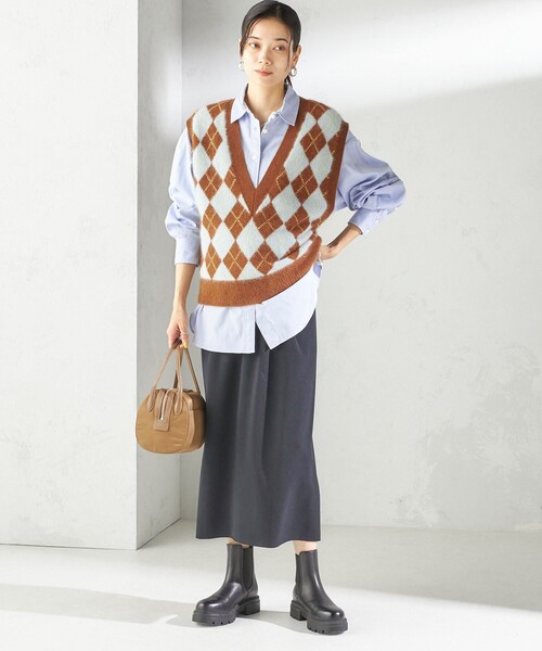 シップス（SHIPS）/〈手洗い可能〉ディープ Vネック アーガイル ベスト セール】〈手洗い可能〉ディープ Vネック アーガイル ベスト（ベスト