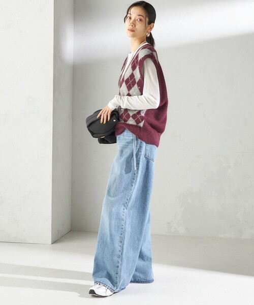 セール】〈手洗い可能〉ディープ Vネック アーガイル ベスト（ベスト