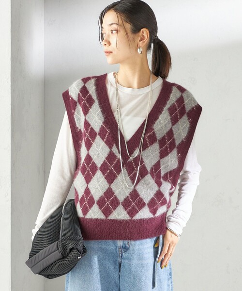 【タグ付き新品】アーガイルハンドニットベスト Curensology(カレンソロジー)/アーガイルハンドニットベストを使った
