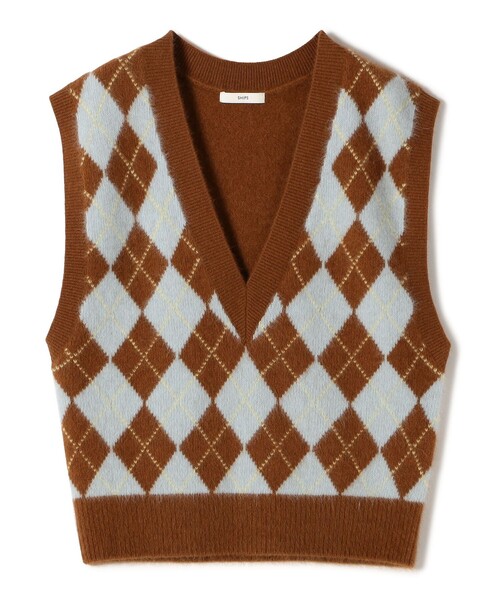 セール】〈手洗い可能〉ディープ Vネック アーガイル ベスト（ベスト