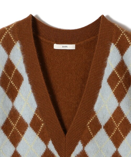 セール】〈手洗い可能〉ディープ Vネック アーガイル ベスト（ベスト