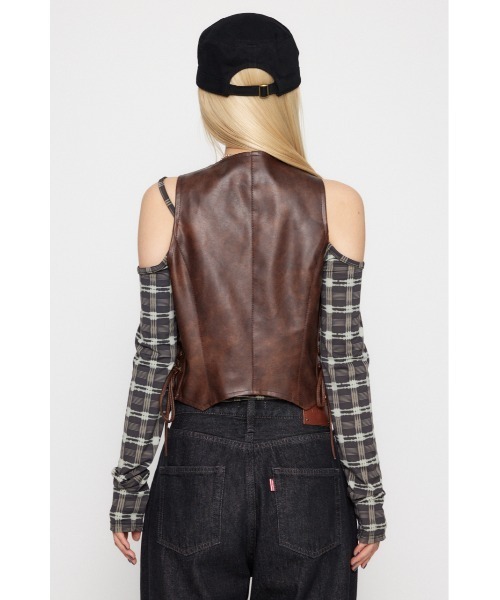 LAGUA GEM（ラグアジェム）の「FAUX LEATHER LACE UP ベスト（ベスト・レディース・ブラック/ブラウン・FREE）」の12枚目の写真