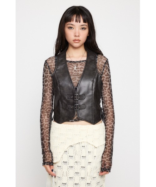 LAGUA GEM（ラグアジェム）の「FAUX LEATHER LACE UP ベスト（ベスト・レディース・ブラック/ブラウン・FREE）」の3枚目の写真