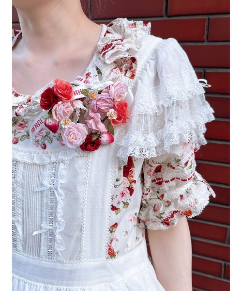 最終値下げ　【極美品】ピンクハウス　フリルたっぷり豪華タブリエドレス ピンクハウス フリル使いタブリエ