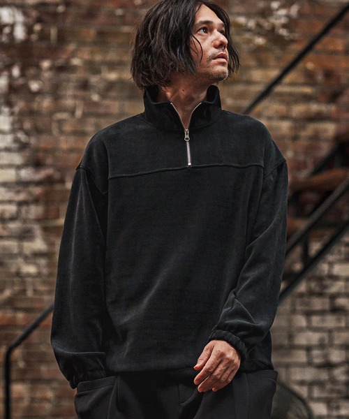 CAMBIO（カンビオ）の「msw1733- カットコールハーフZIPプルオーバー（スウェット・メンズ・ブラック/ベージュ・M/L/XL）」の5枚目の写真