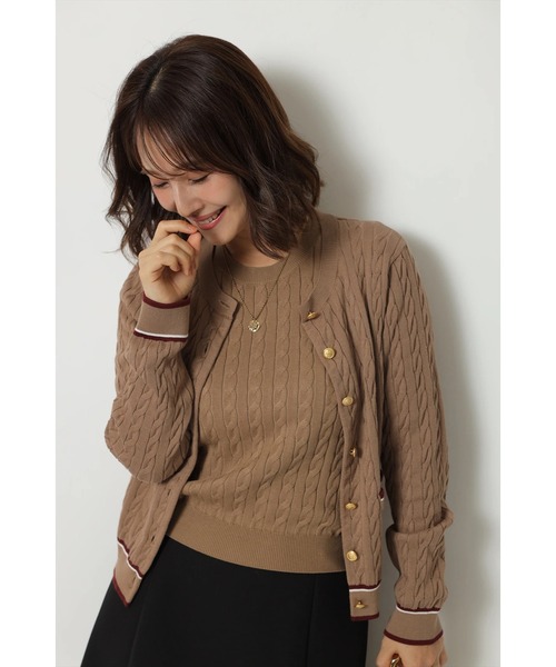 配色ケーブルカーデアンサンブル（ニット/セーター）｜Apuweiser