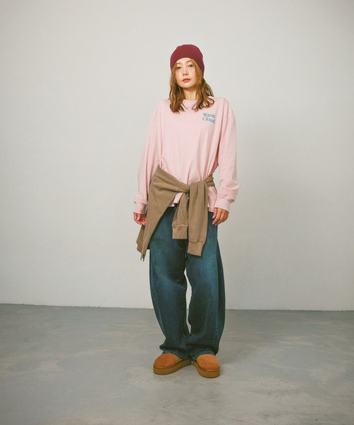 BAYFLOW(ベイフロー)の「ピグメントロゴロンT / バックプリント(Tシャツ/カットソー・レディース・オフホワイト/モカ/ネイビー/イエロー/ピンク/ライトグレー・SMALL/MEDIUM)」の16枚目の写真