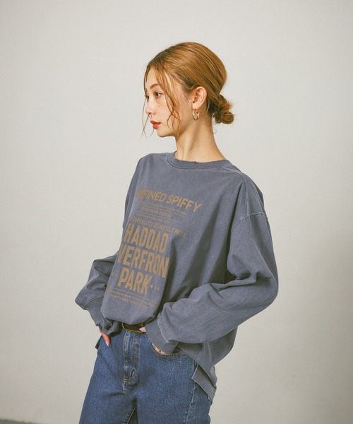 BAYFLOW(ベイフロー)の「ピグメントロゴロンT / バックプリント(Tシャツ/カットソー・レディース・オフホワイト/モカ/ネイビー/イエロー/ピンク/ライトグレー・SMALL/MEDIUM)」の21枚目の写真