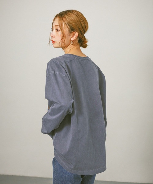 BAYFLOW(ベイフロー)の「ピグメントロゴロンT / バックプリント(Tシャツ/カットソー・レディース・オフホワイト/モカ/ネイビー/イエロー/ピンク/ライトグレー・SMALL/MEDIUM)」の22枚目の写真