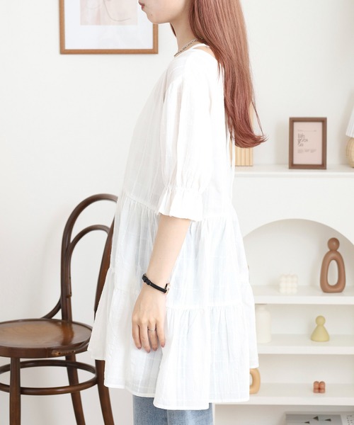 FUNALIVE（ファンアライブ）の「mimiレースアップティアードチュニック（チュニック・レディース・オフホワイト・M）」の11枚目の写真