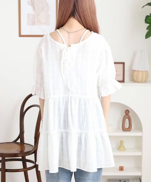 FUNALIVE（ファンアライブ）の「mimiレースアップティアードチュニック（チュニック・レディース・オフホワイト・M）」の12枚目の写真