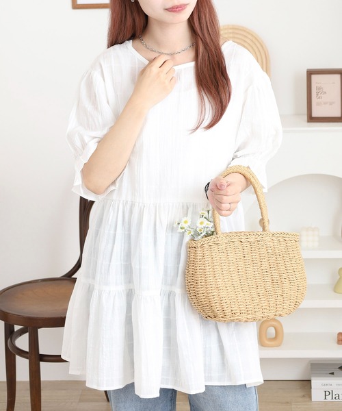 FUNALIVE（ファンアライブ）の「mimiレースアップティアードチュニック（チュニック・レディース・オフホワイト・M）」の4枚目の写真