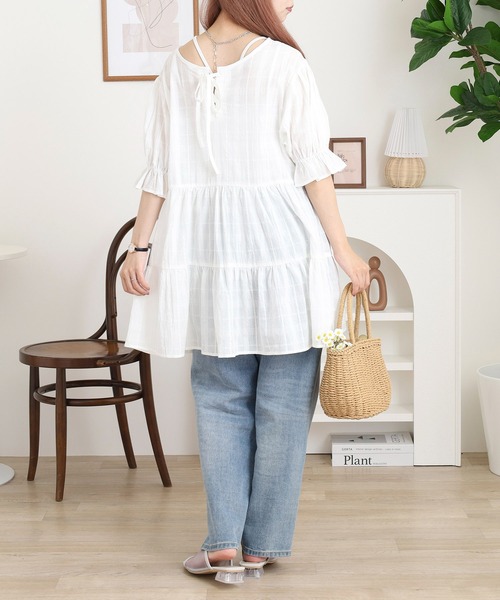 FUNALIVE（ファンアライブ）の「mimiレースアップティアードチュニック（チュニック・レディース・オフホワイト・M）」の9枚目の写真