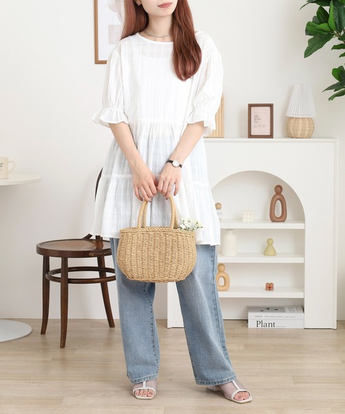 FUNALIVE（ファンアライブ）の「mimiレースアップティアードチュニック（チュニック・レディース・オフホワイト・M）」の8枚目の写真