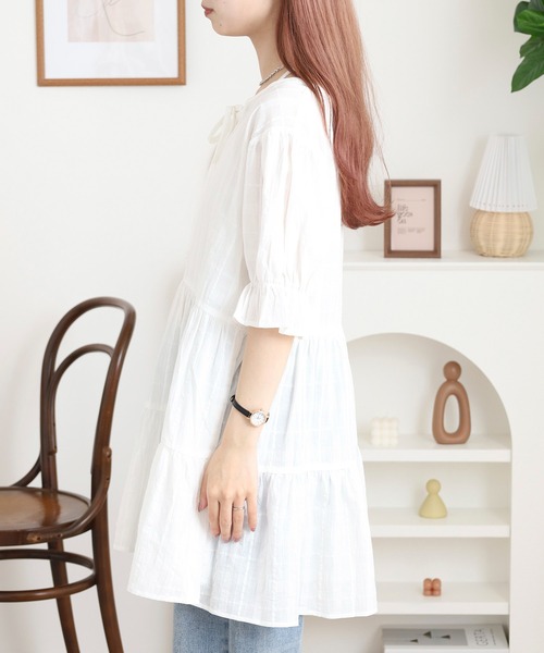 FUNALIVE（ファンアライブ）の「mimiレースアップティアードチュニック（チュニック・レディース・オフホワイト・M）」の18枚目の写真