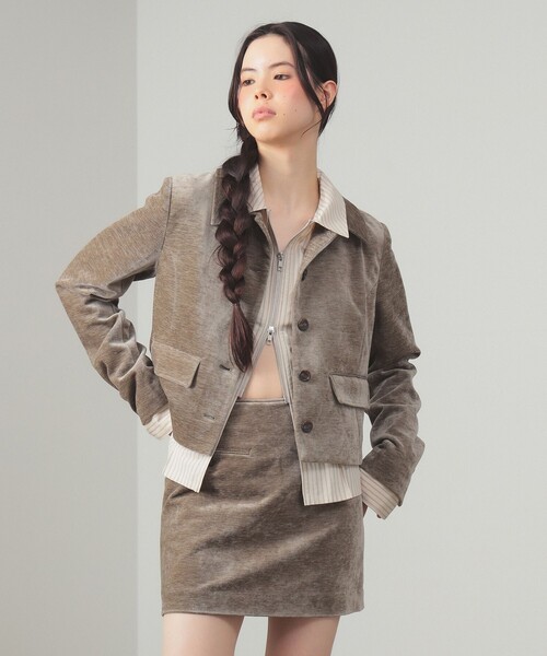 【美品】Ray BEAMS ジャケット　ネイビー モール ステンカラー ジャケット（テーラードジャケット）｜Ray