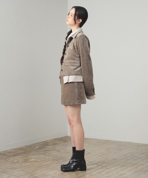 Ray BEAMS(レイビームス)の「モール ステンカラー ジャケット(テーラードジャケット・レディース・ブラック/グレー・0/1)」の4枚目の写真