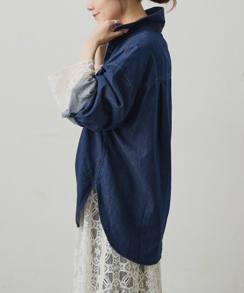 PUAL CE CIN  デニムシャツ　ピュアルセシン 綿麻デニムシャツブラウス | PUAL CE CIN(ピュアルセシン)レディース