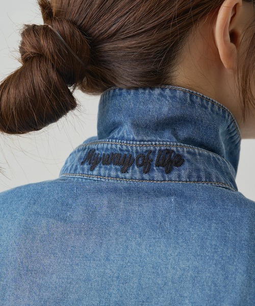 PUAL CE CIN ブルーデニムシャツ Fサイズ PUAL CE CIN ブルーデニム