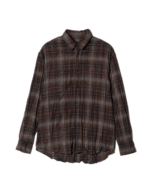 glamb（グラム）の「Wrinkle Flannel Shirt / リンクルフランネルシャツ（シャツ/ブラウス・メンズ・ブラウン/グリーン・S/M/L）」の3枚目の写真