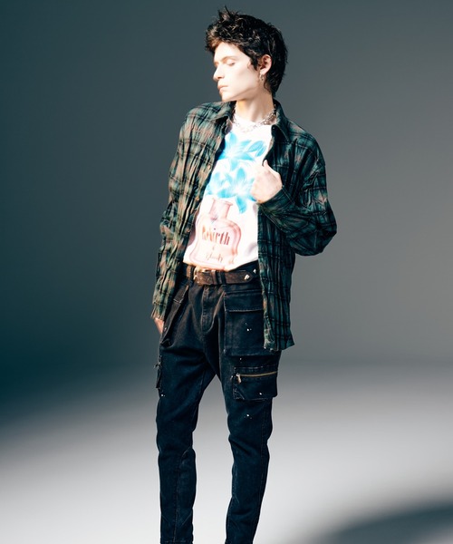 glamb（グラム）の「Wrinkle Flannel Shirt / リンクルフランネルシャツ（シャツ/ブラウス・メンズ・ブラウン/グリーン・S/M/L）」の10枚目の写真