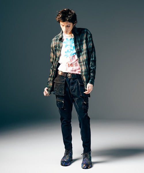 glamb（グラム）の「Wrinkle Flannel Shirt / リンクルフランネルシャツ（シャツ/ブラウス・メンズ・ブラウン/グリーン・S/M/L）」の12枚目の写真
