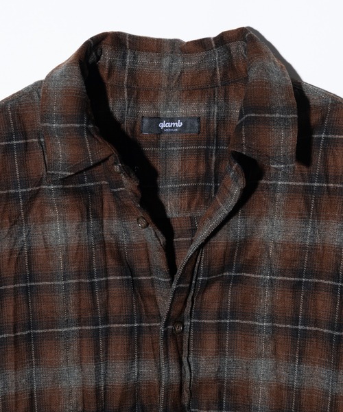 glamb（グラム）の「Wrinkle Flannel Shirt / リンクルフランネルシャツ（シャツ/ブラウス・メンズ・ブラウン/グリーン・S/M/L）」の13枚目の写真