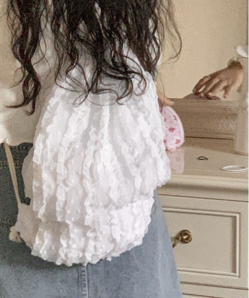 WEGO（ウィゴー）の「WEGO/フリルコンパクトガーリーナップサック（バックパック/リュック・レディース・ピンク/アイボリー/ホワイト・FREE）」の2枚目の写真