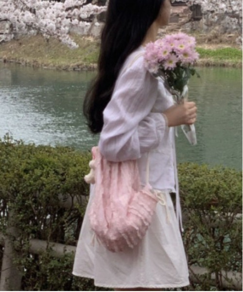 WEGO（ウィゴー）の「WEGO/フリルコンパクトガーリーナップサック（バックパック/リュック・レディース・ピンク/アイボリー/ホワイト・FREE）」の14枚目の写真