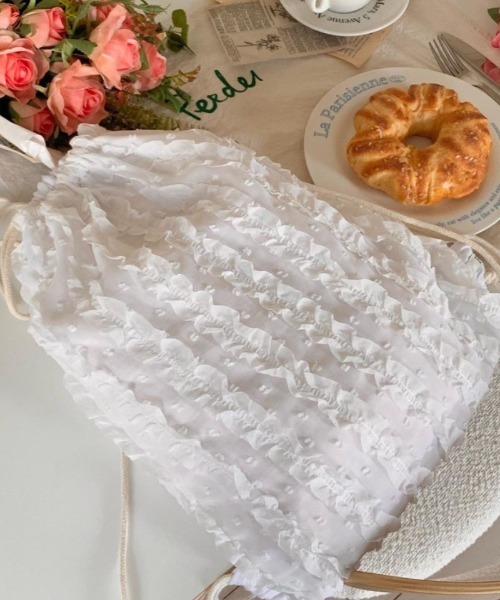 WEGO（ウィゴー）の「WEGO/フリルコンパクトガーリーナップサック（バックパック/リュック・レディース・ピンク/アイボリー/ホワイト・FREE）」の16枚目の写真