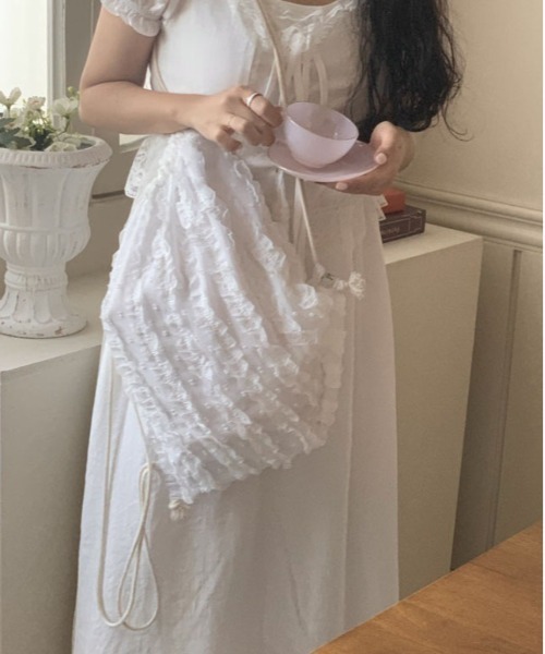 WEGO（ウィゴー）の「WEGO/フリルコンパクトガーリーナップサック（バックパック/リュック・レディース・ピンク/アイボリー/ホワイト・FREE）」の7枚目の写真