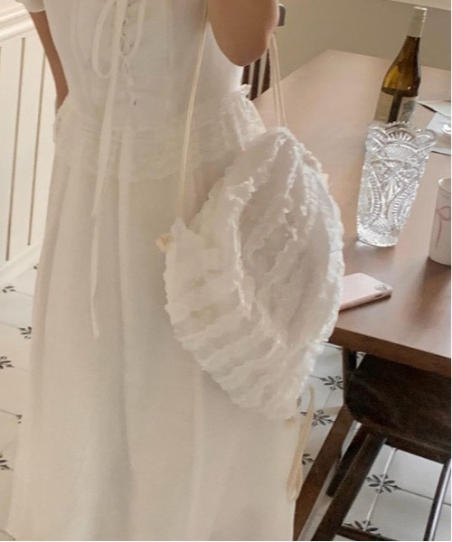 WEGO（ウィゴー）の「WEGO/フリルコンパクトガーリーナップサック（バックパック/リュック・レディース・ピンク/アイボリー/ホワイト・FREE）」の9枚目の写真