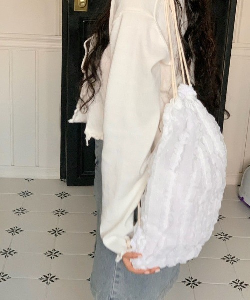 WEGO（ウィゴー）の「WEGO/フリルコンパクトガーリーナップサック（バックパック/リュック・レディース・ピンク/アイボリー/ホワイト・FREE）」の8枚目の写真