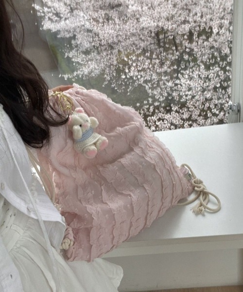 WEGO（ウィゴー）の「WEGO/フリルコンパクトガーリーナップサック（バックパック/リュック・レディース・ピンク/アイボリー/ホワイト・FREE）」の13枚目の写真