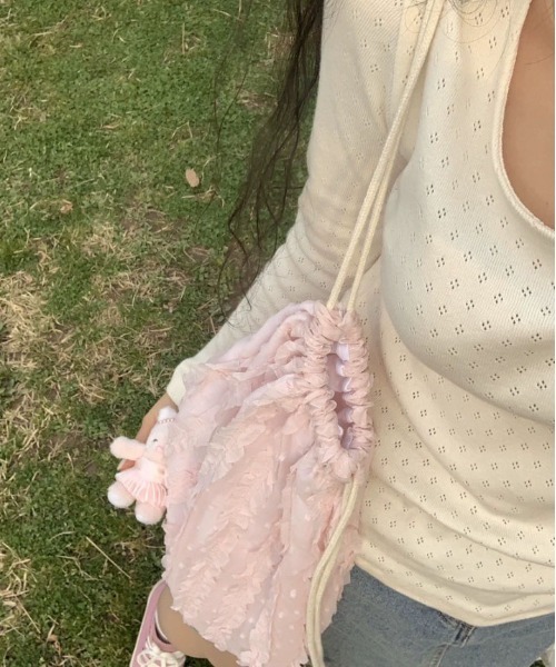 WEGO（ウィゴー）の「WEGO/フリルコンパクトガーリーナップサック（バックパック/リュック・レディース・ピンク/アイボリー/ホワイト・FREE）」の22枚目の写真