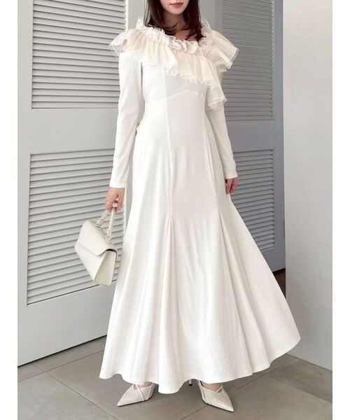 dazzlin クロスフリルカットワンピース  アイボリー クロスフリルカットワンピース(ワンピース)|dazzlin