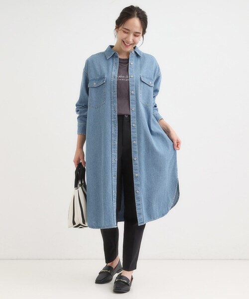 SHOO・LA・RUE（シューラルー）の「【S-LL】ロングシーズン活躍 デニムシャツワンピース（ワンピース・レディース・ネイビー/チャコールグレー/ブルー・01/02/03/04）」の10枚目の写真
