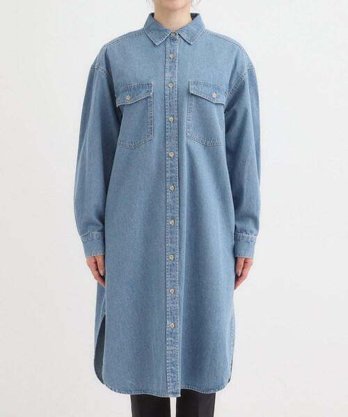 SHOO・LA・RUE（シューラルー）の「【S-LL】ロングシーズン活躍 デニムシャツワンピース（ワンピース・レディース・ネイビー/チャコールグレー/ブルー・01/02/03/04）」の16枚目の写真