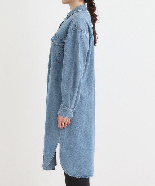 SHOO・LA・RUE（シューラルー）の「【S-LL】ロングシーズン活躍 デニムシャツワンピース（ワンピース・レディース・ネイビー/チャコールグレー/ブルー・01/02/03/04）」の17枚目の写真